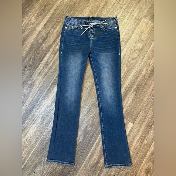 True Religion Billie Mid-Rise Lace-Up Jean 32 - Picture 2 of 12
